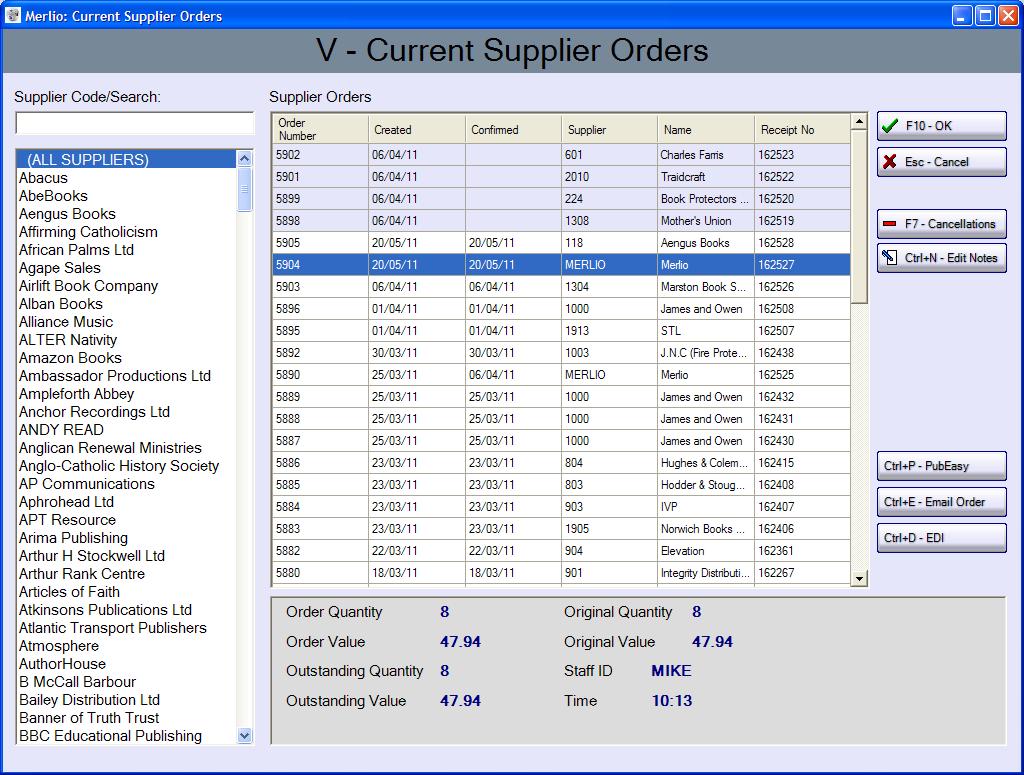 Supplier Orders